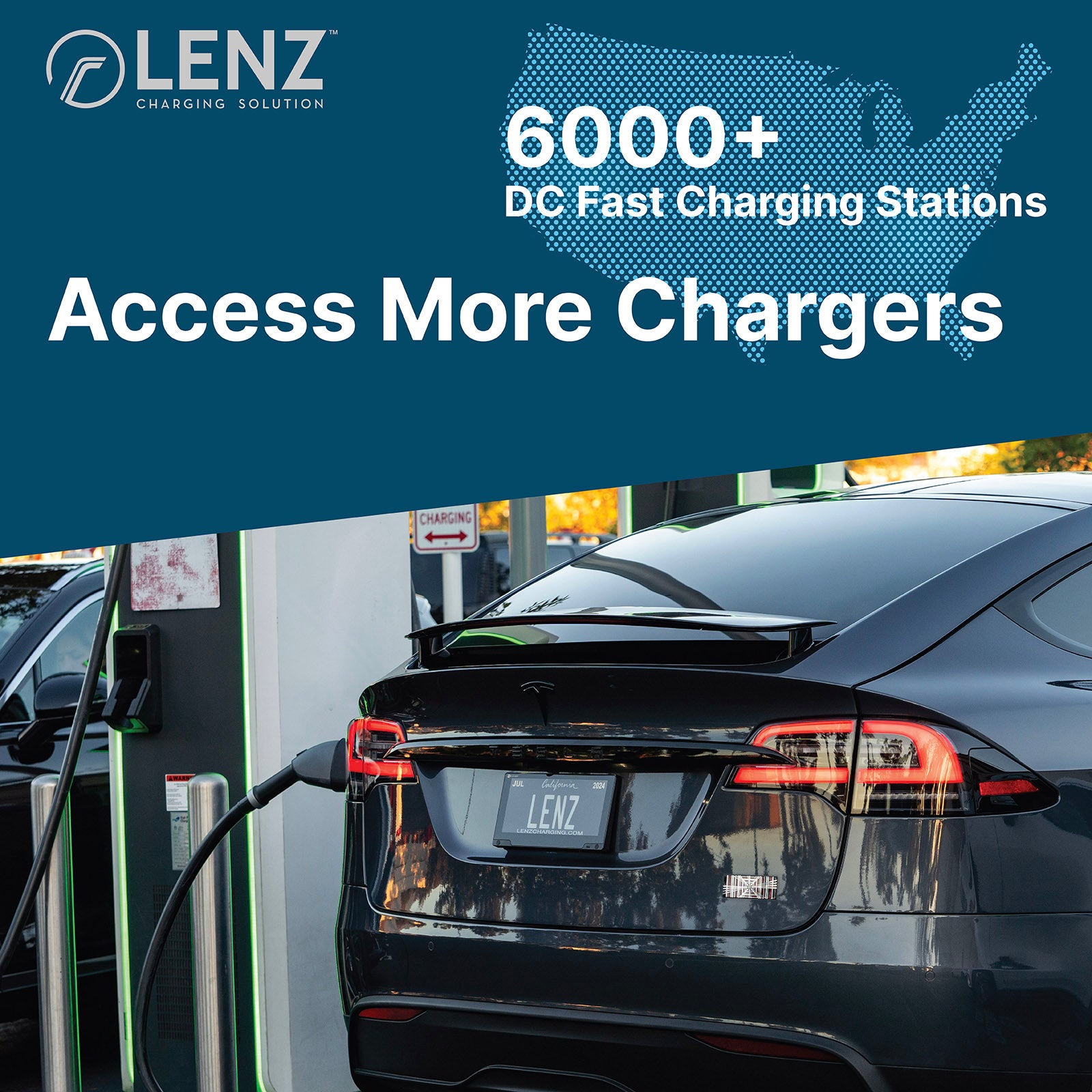 Tesla charging at public DC charging station with CCS1 adapter