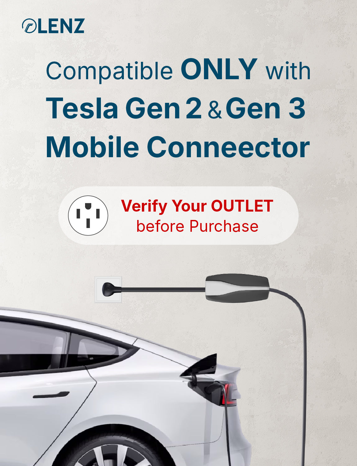 NEMA 14-50 Adapter Compatible with Tesla Gen 2 and Gen 3 Mobile Chargers Extended 16" Length