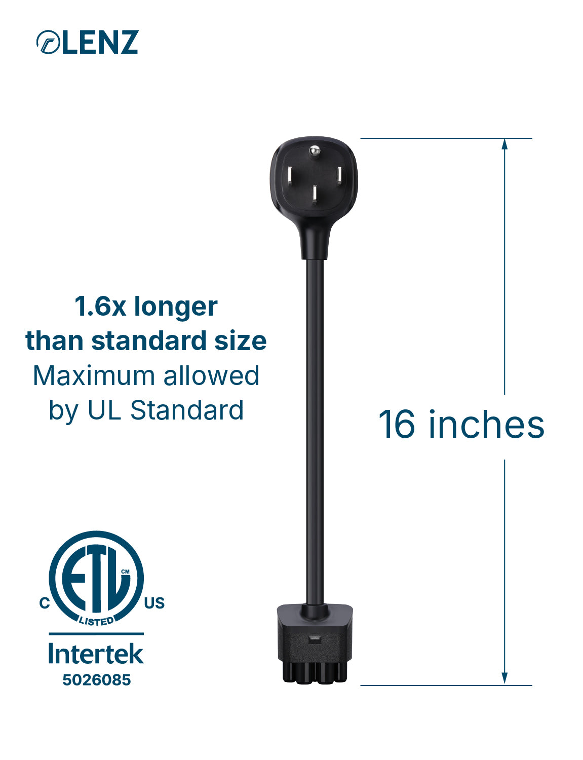 NEMA 14-50 Adapter Compatible with Tesla Gen 2 and Gen 3 Mobile Chargers Extended 16" Length