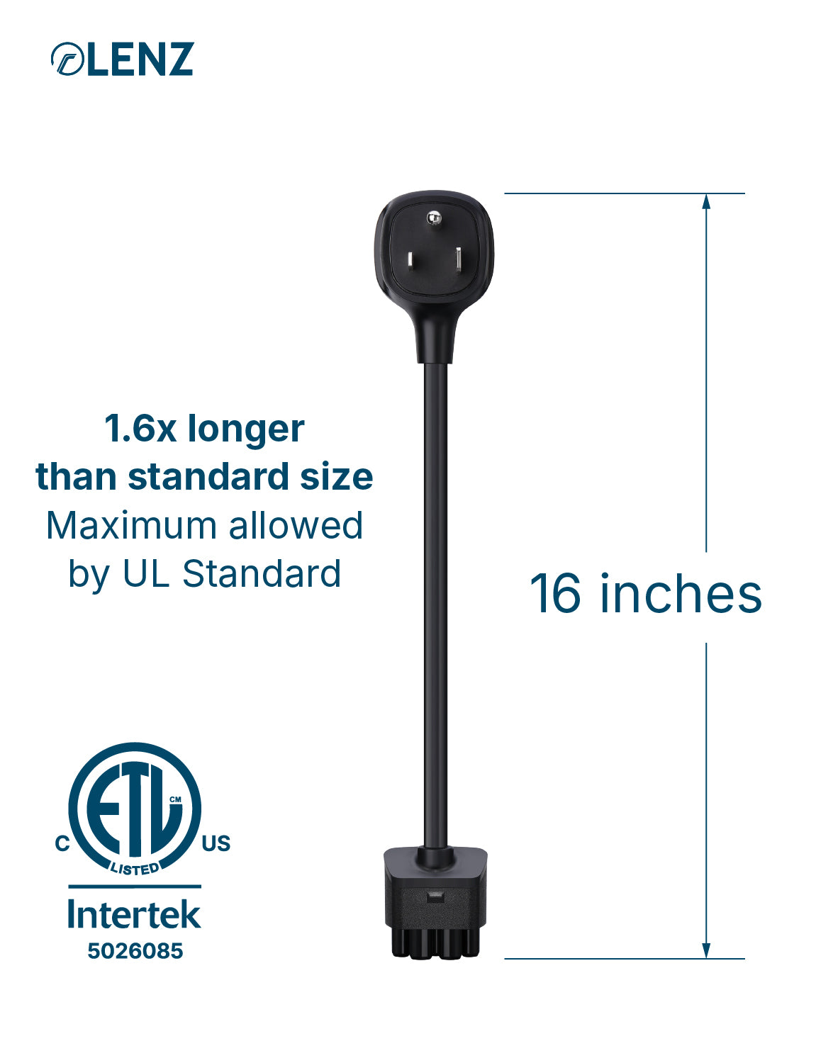 NEMA 6-50 Adapter Compatible with Tesla Gen 2 and Gen 3 Mobile Chargers Extended 16" Length