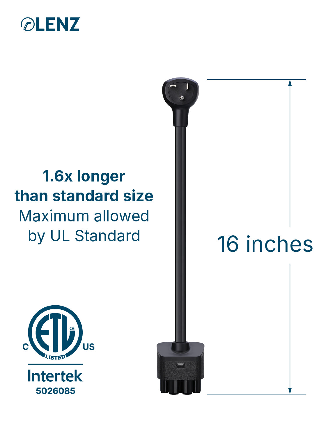 NEMA 6-20 Adapter Compatible with Tesla Gen 2 and Gen 3 Mobile Chargers Extended Length 16"