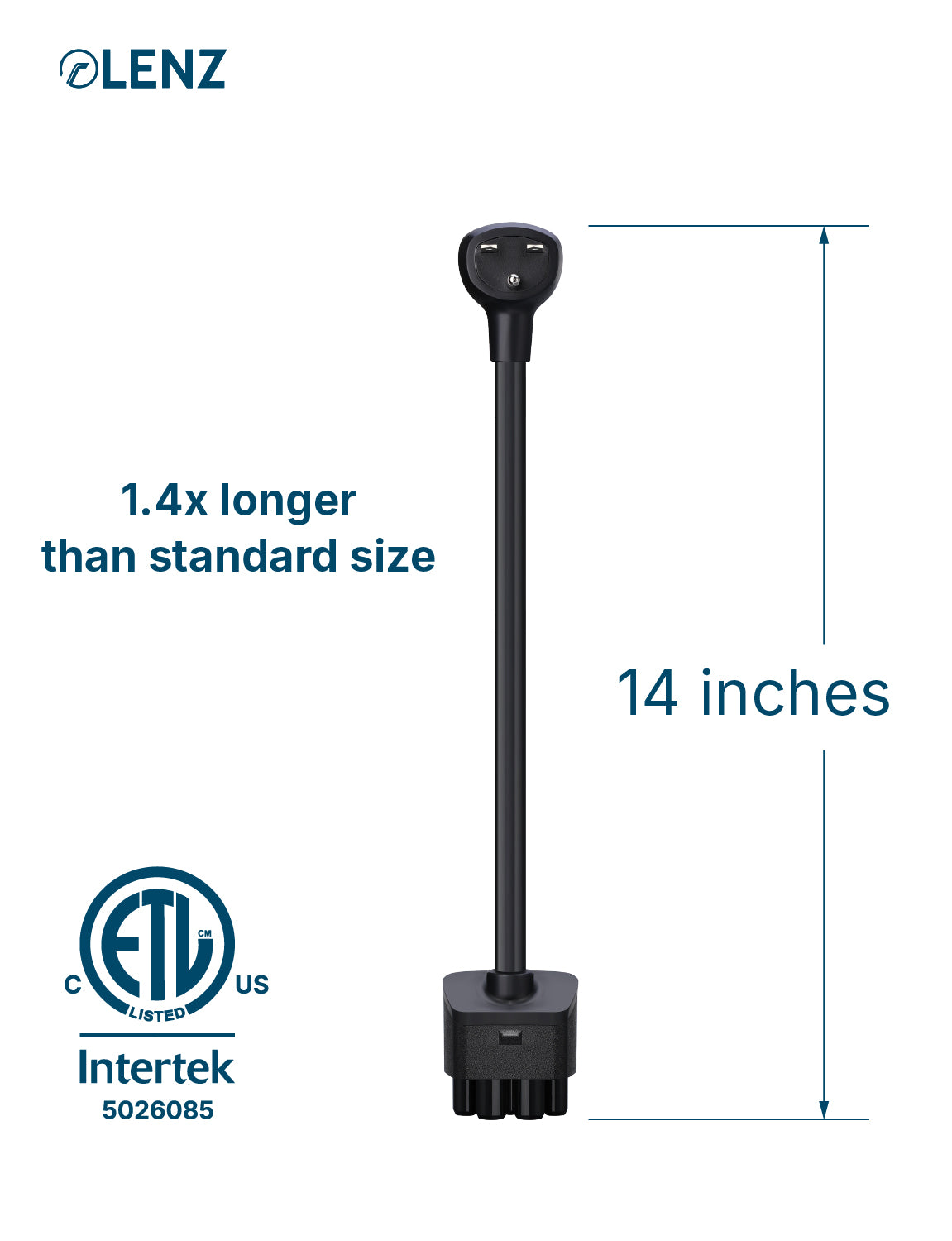 NEMA 6-15 Adapter Compatible with Tesla Gen 2 and Gen 3 Mobile Chargers Extended 14" Length