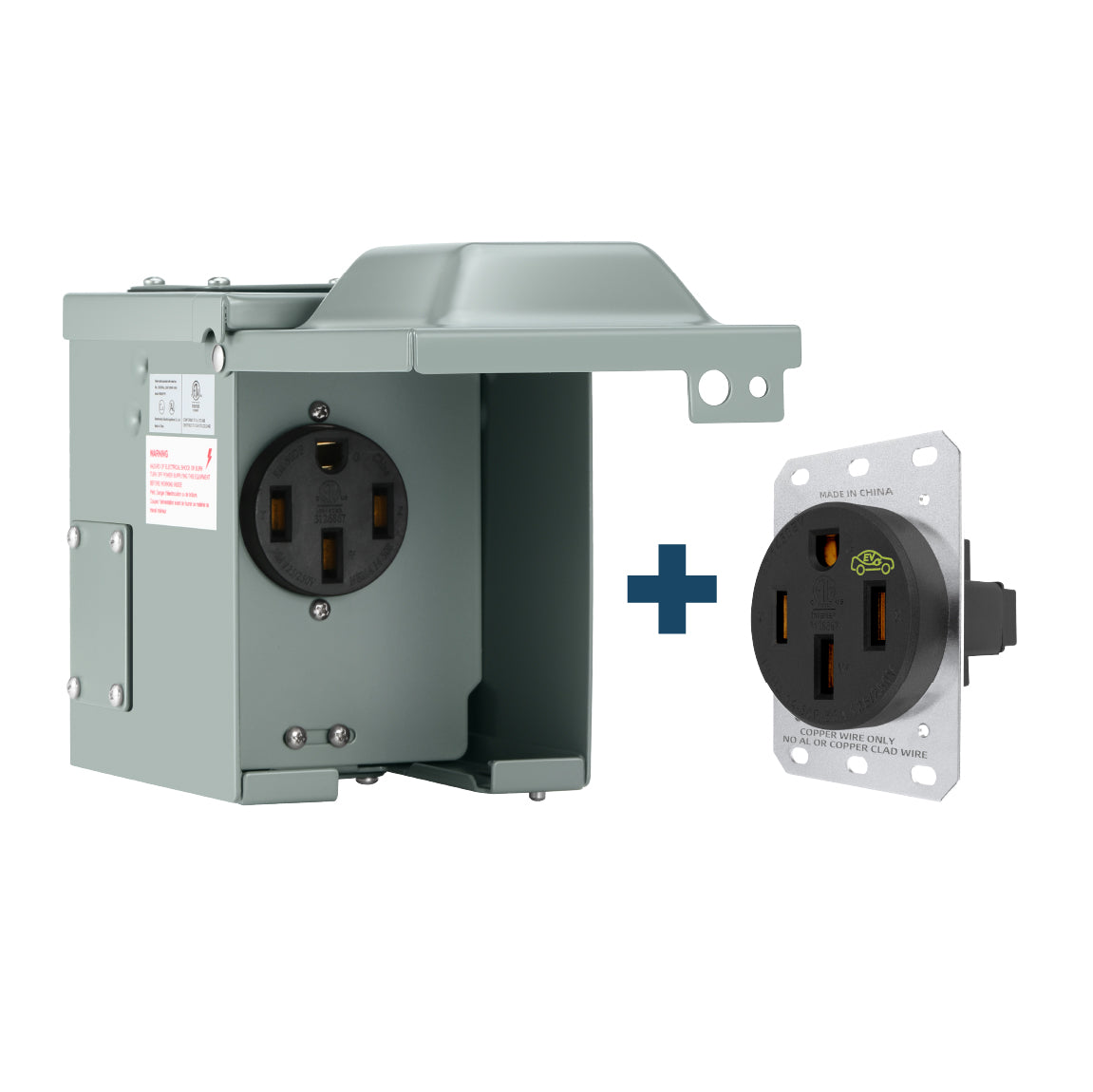 Heavy Duty 50A 14-50R Outlet (for continuous use) with Weatherproof Receptacle Box Bundle: LENZ Heavy Duty 50 Amp 14-50R UL-Compliant Receptacle Outlet + Weatherproof Lockable Receptacle Box