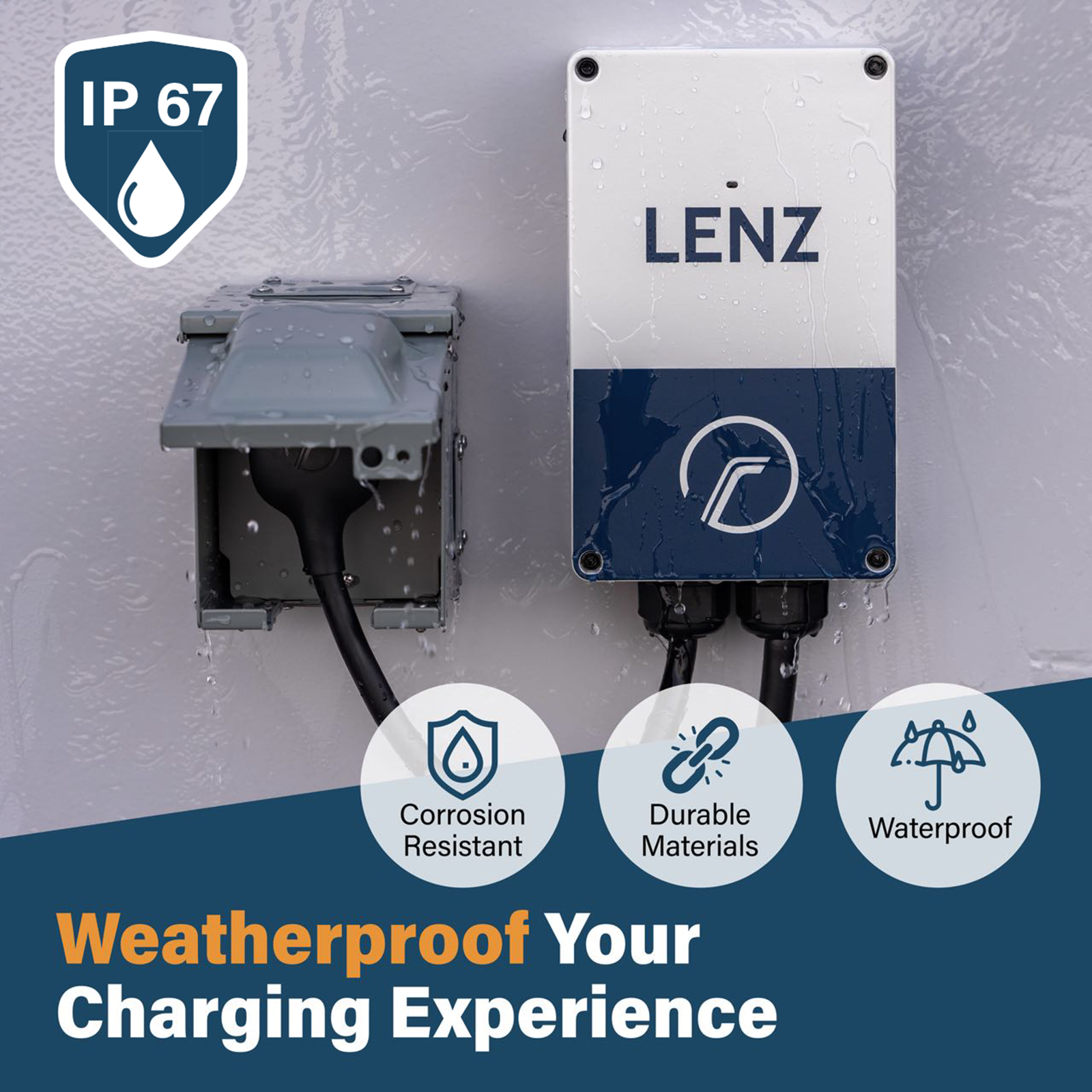 LENZ Level 2 Plugin 40 A Home Charger Weather-Proof Corrosion Resistant
