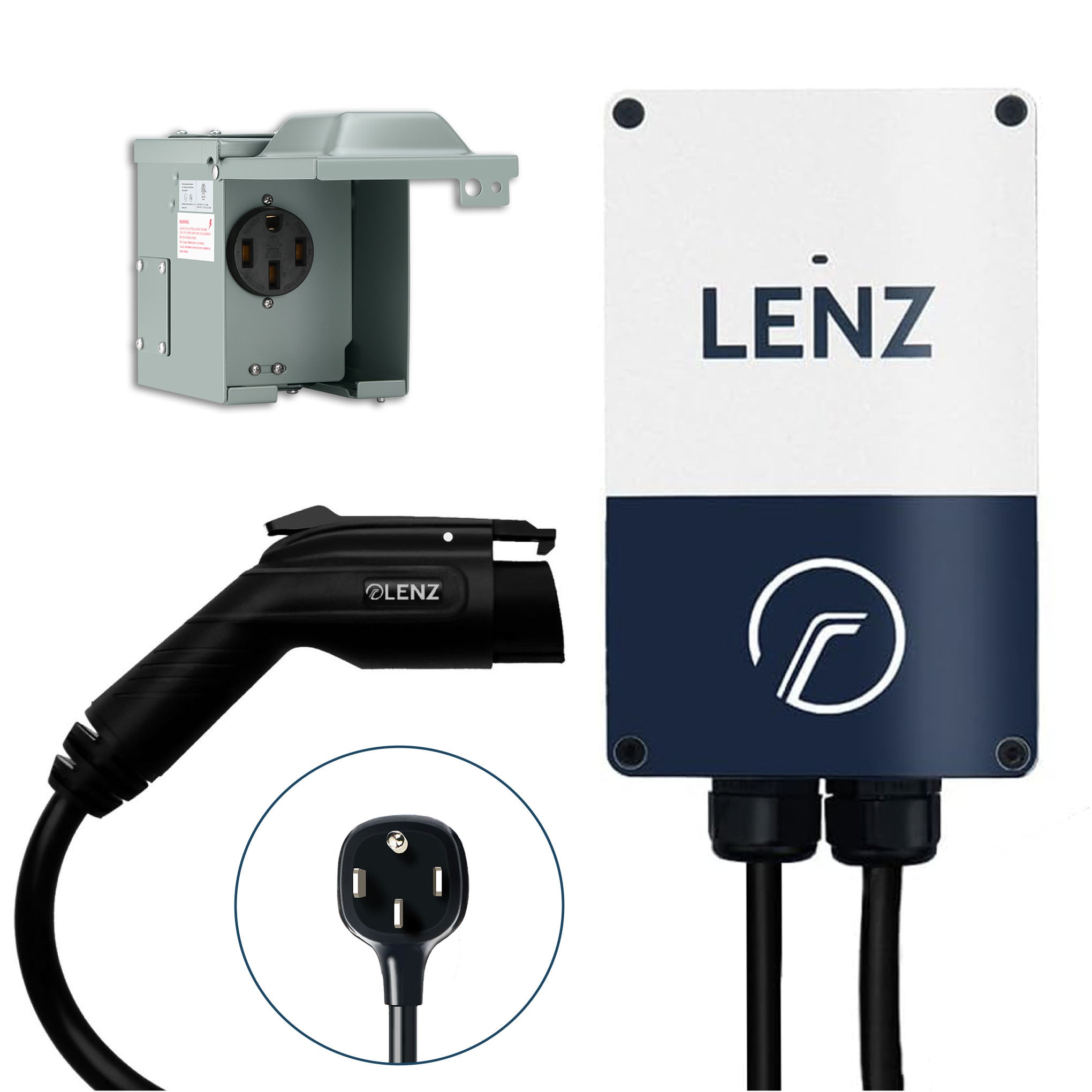 Outdoor Level 2 EV Charger Bundle: LENZ EV Charging Station with Weatherproof Outlet Box, 40A, 240V, ETL Certified, Compatible with all EVs Outdoor Level 2 EV Charger Bundle: LENZ EV Charging Station with Weatherproof Outlet Box, 40A, 240V, ETL Certified, Compatible with all EVs