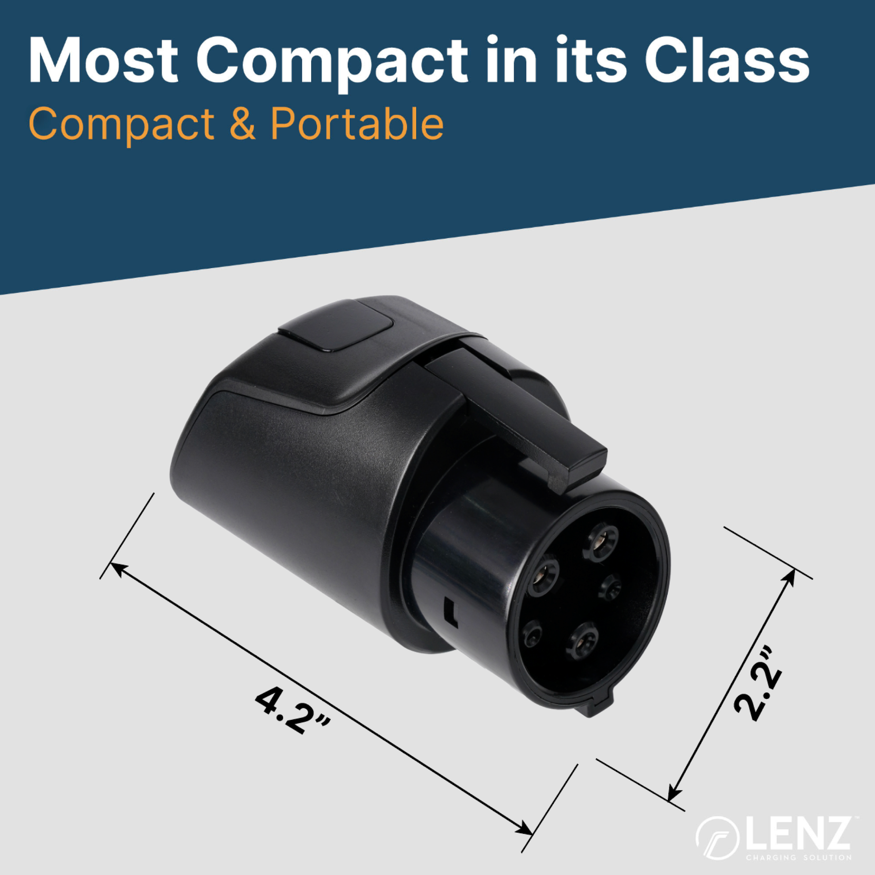 LENZ NACS to J1772 Gen 2 Charging Adapter (Most Compact in its Class)
