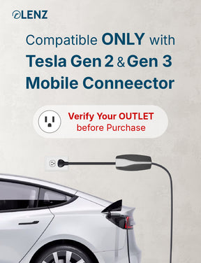 NEMA 5-15 Adapter Compatible with Tesla Gen 2 and Gen 3 Mobile Chargers Standard 10" Length
