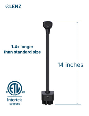 NEMA 6-15 Adapter Compatible with Tesla Gen 2 and Gen 3 Mobile Chargers Extended 14" Length