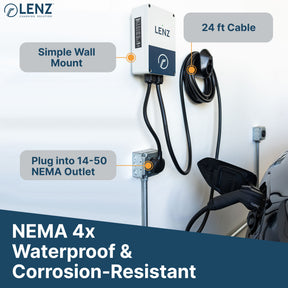 Outdoor Level 2 EV Charger Bundle: LENZ EV Charging Station with Weatherproof Outlet Box, 40A, 240V, ETL Certified, Compatible with all EVs Outdoor Level 2 EV Charger Bundle: LENZ EV Charging Station with Weatherproof Outlet Box, 40A, 240V, ETL Certified, Compatible with all EVs