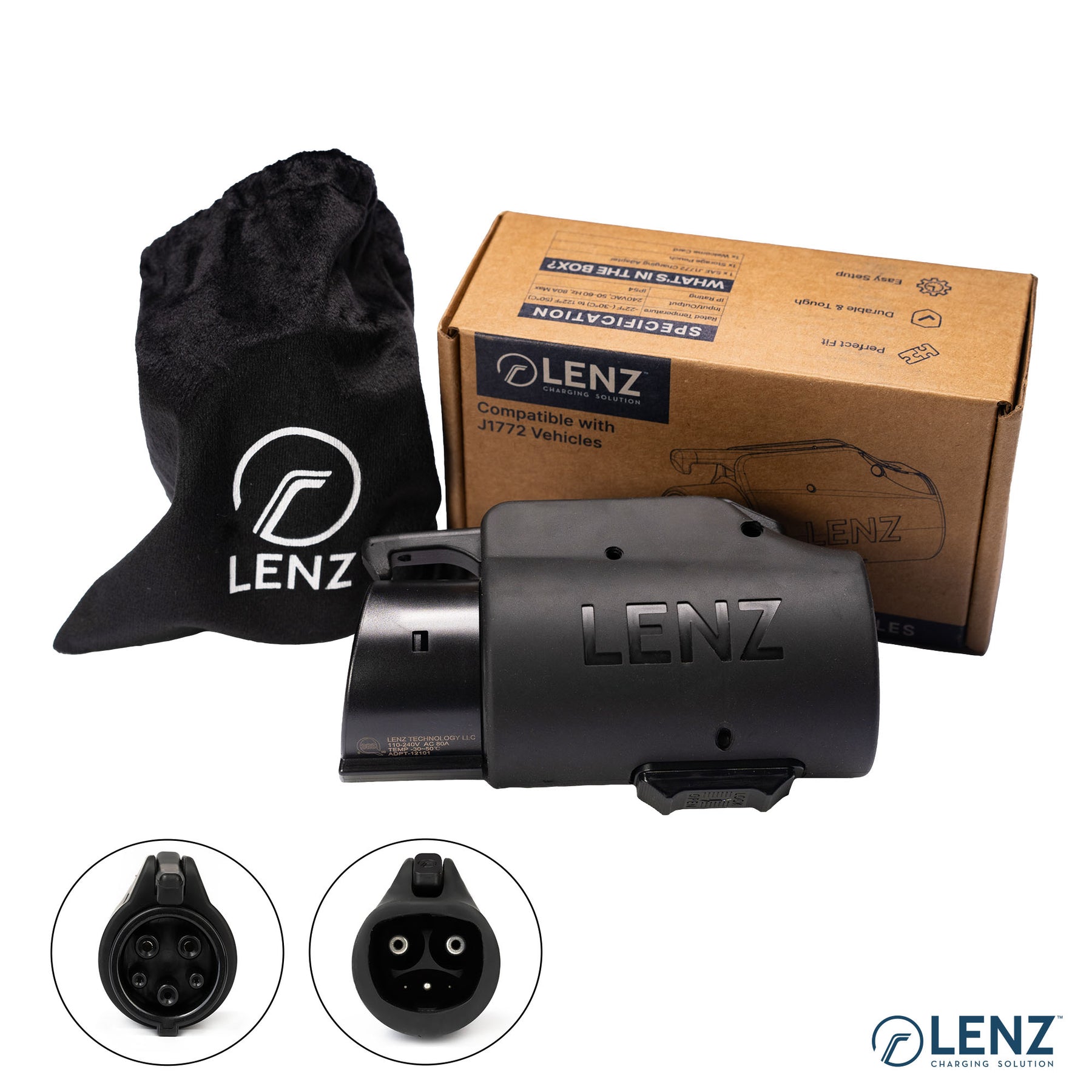 LENZ NACS to J1772 Charging Adapter (Connect NON-Tesla EVs to Tesla AC Charging Stations and Connectors)