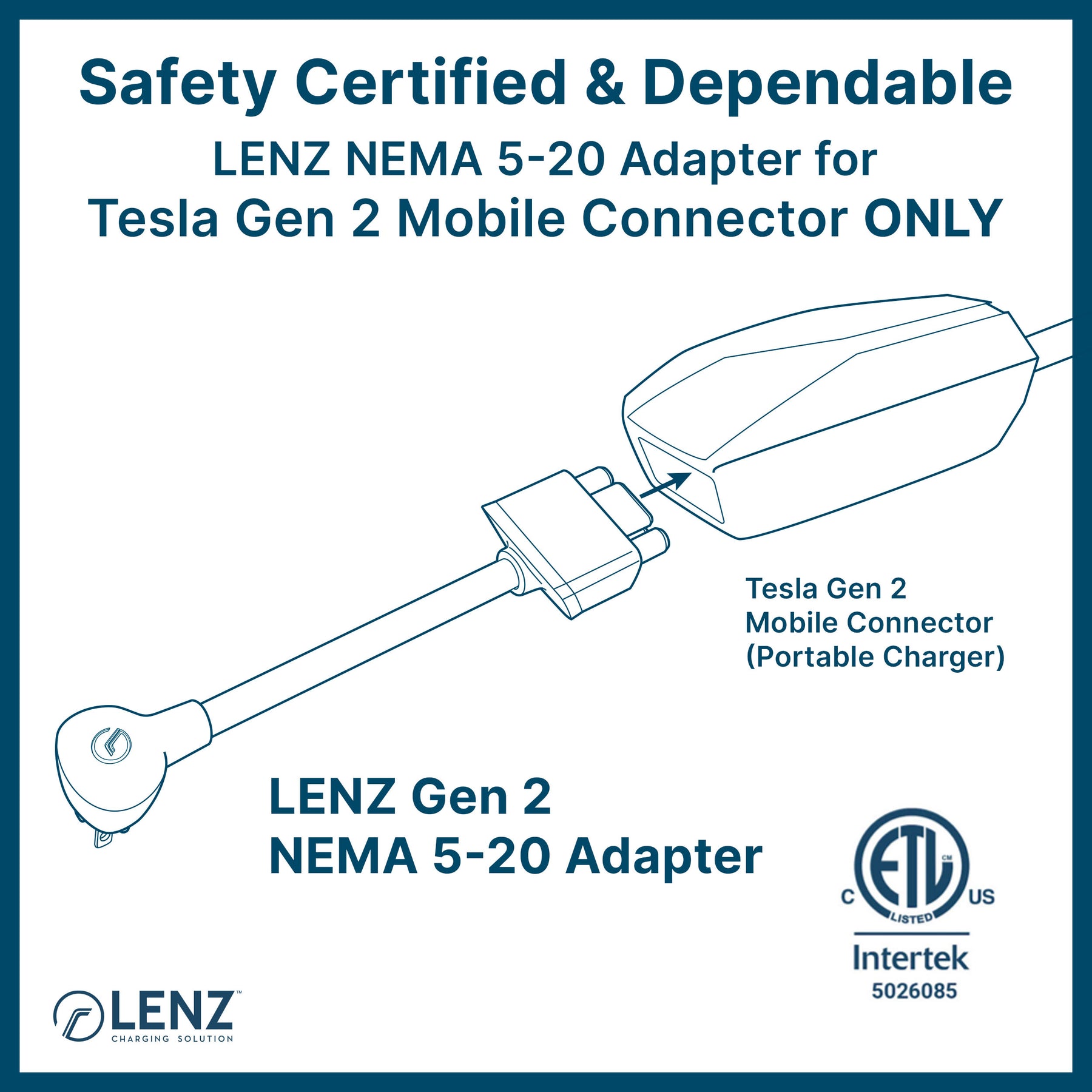 NEMA Adapter Compatible with Tesla Gen 2 Mobile Charger (05-20) Extended Version 14" Length