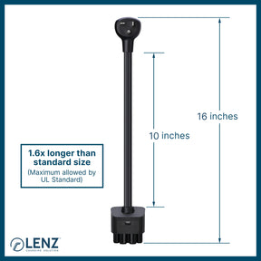 LENZ NEMA 6-20 Adapter for Tesla Gen 2 Mobile Connector Measures 16 inches
