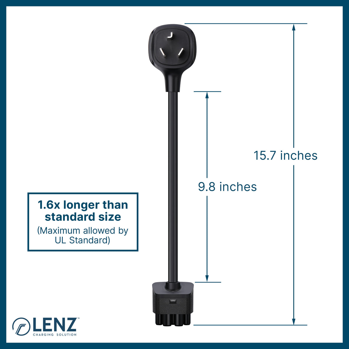 LENZ NEMA 10-30 Adapter for Tesla Gen 2 Mobile Connector Measures 15.7 inches end-to-end